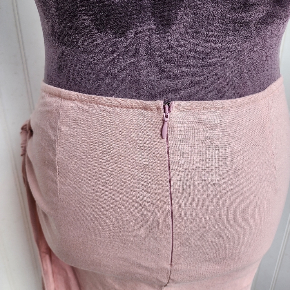 SHORE USA WOMEN'S WRAP SKIRT PINK Stretch LINEN $138 Viscose XS Sk8 - Picture 6 of 13